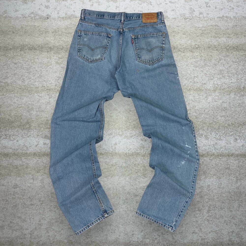 Vintage Y2K Levis Jeans 550 34x38 Relaxed Fit Light Wash Denim Red Tab
